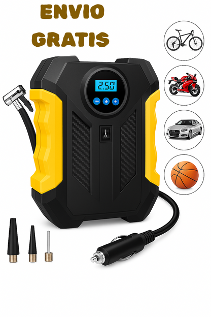 COMPRESOR DE AIRE DIGITAL PARA COCHE AUTO BOMBA INFLADORA PORTÁTIL   🛠️ Reparación Instantánea de Neumáticos en Tus Manos