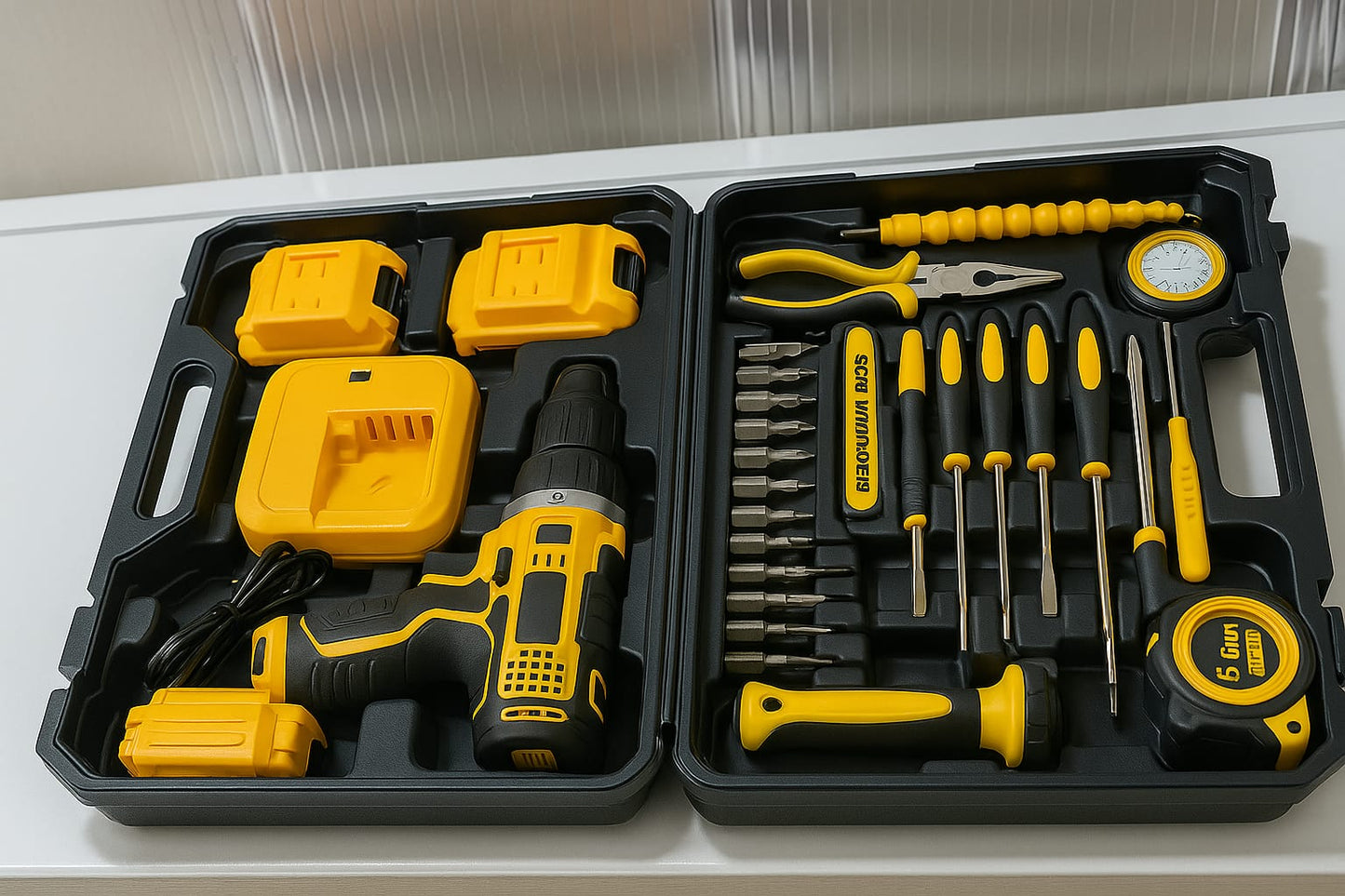 SET CON TALADRO RECARGABLE CON HERRAMIENTAS     🔧 Hazlo tú mismo con potencia y precisión 🛠️