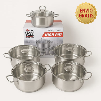 JUEGO DE OLLAS PLATEADO   🍽️  Elegancia que cocina contigo