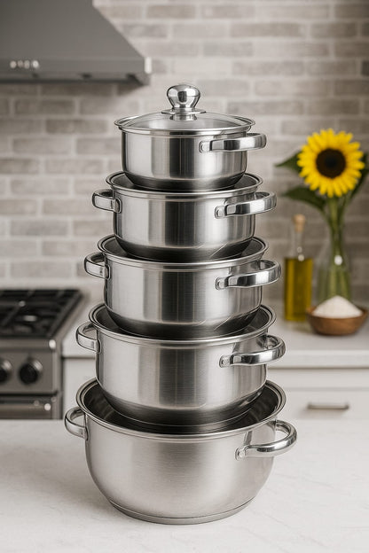 JUEGO DE OLLAS PLATEADO   🍽️  Elegancia que cocina contigo