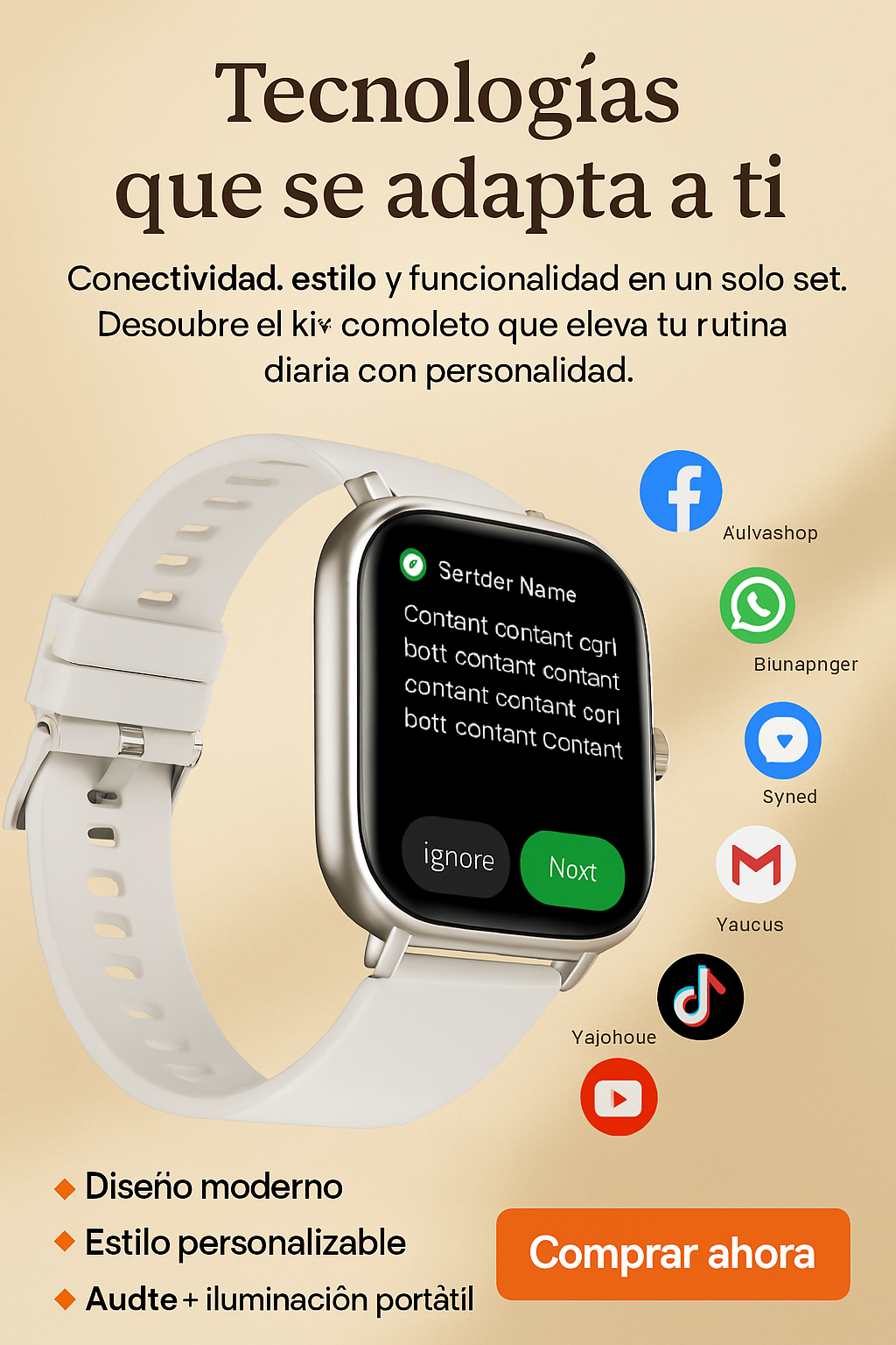 Kit Smartwatch Versátil  🧡Tecnología que se adapta a ti Conectividad, estilo y funcionalidad en un solo set.